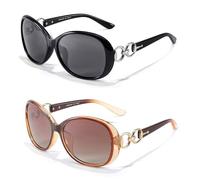 LVIOE 2P Sunglasses Womens Overisize Stylish UV Protection with Polarized Lenses for Outdoor Activities