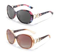 LVIOE 2P Sunglasses Womens Overisize Stylish UV Protection with Polarized Lenses for Outdoor Activities