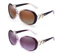 LVIOE 2P Sunglasses Womens Overisize Stylish UV Protection with Polarized Lenses for Outdoor Activities