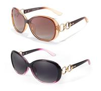 LVIOE 2P Sunglasses Womens Overisize Stylish UV Protection with Polarized Lenses for Outdoor Activities