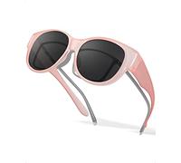 LVIOE Polarised Fitover Sunglasses for Women, Trendy Round Frame Wear Over Glasses with UV Protection