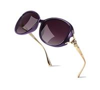 LVIOE Polarised Sunglasses for Women Oversized Jackie O Style with Golden Metal Temples UV Protection