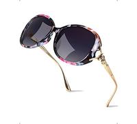 LVIOE Polarised Sunglasses for Women Oversized Jackie O Style with Golden Metal Temples UV Protection