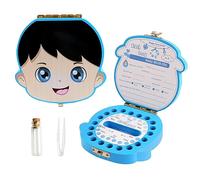 Lvjkes Baby Tooth Box - Childrens Wooden Keepsake Organizer for Kids - Girl/Boys Tooth Save Box (Blue/Boy)