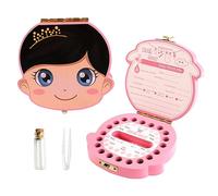 Lvjkes Baby Tooth Box - Childrens Wooden Keepsake Organizer for Kids - Girl/Boys Tooth Save Box (Pink/Girl)