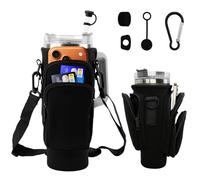 Lvjkes Bag for Stanley Cup 1.2 L/40 oz, Stanley Cup Accessory Bag with Mobile Phone Pocket, Adjustable Shoulder Strap, Water Bottle Carrier with Three Pockets for Travel, Hiking, Running and Cycling