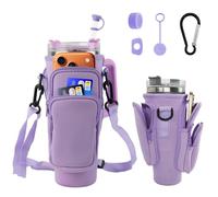 Lvjkes Bag for Stanley Cup 1.2L/40oz, Stanley Cup Accessory Bag with Mobile Phone Pocket, Adjustable Shoulder Strap, Water Bottle Carrier with Three Pockets for Travel, Hiking, Running and Cycling
