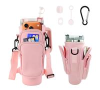 Lvjkes Bag for Stanley Cup 1.2L/40oz, Stanley Cup Accessory Bag with Mobile Phone Pocket, Adjustable Shoulder Strap, Water Bottle Carrier with Three Pockets for Travel, Hiking, Running and Cycling
