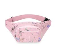 LVJMJ Waist Bag for Women Men, Water-Resistant Oxford Crossbody Chest Pack with Multiple Pockets, Adjustable Belt Bag for Travel Shopping, Trendy Pastel Letter Print Bumbags for Outdoor Sports