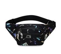 LVJMJ Waist Bag for Women Men, Water-Resistant Oxford Crossbody Chest Pack with Multiple Pockets, Adjustable Belt Bag for Travel Shopping, Trendy Pastel Letter Print Bumbags for Outdoor Sports