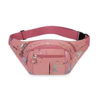 LVJMJ Waist Bag for Women Men, Water-Resistant Oxford Crossbody Chest Pack with Multiple Pockets, Adjustable Belt Bag for Travel Shopping, Trendy Pastel Letter Print Bumbags for Outdoor Sports