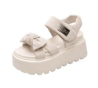 LVJMJ Women's Platform Sandals, Roman Style Bow Knot Hook and Loop Strap Soft Sole Summer Beach Casual Open Toe Shoes