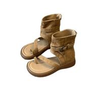 LVJMJ Womens Roman Style High Top Sandals Open Toe Platform Thick Sole Ankle Boots Toe Post Buckle Side Cut Out Back Zipper Slip On Summer Casual Shoes Khaki Black