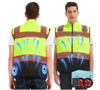 Lvkakmox Hi-Viz Cooling Vest with 2 Fans & 20000mAh Battery, 21V Air Conditioned Reflective Safety Jacket for Men & Women, Lightweight for Construction Work