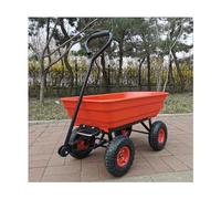 LVLDAWA Garden Dump Cart, Outdoor Steel Frame Yard Cart, Heavy Duty Yard Carts And Wagons With 4 Wheels, For Lawn Mower Tractor(Rosso,120x60x102cm)