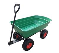 LVLDAWA Garden Dump Cart, Outdoor Steel Frame Yard Cart, Heavy Duty Yard Carts And Wagons With 4 Wheels, For Lawn Mower Tractor(Green,120x60x102cm)