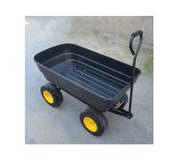 LVLDAWA Garden Dump Cart, Outdoor Steel Frame Yard Cart, Heavy Duty Yard Carts And Wagons With 4 Wheels, For Lawn Mower Tractor(Black,120x60x102cm)