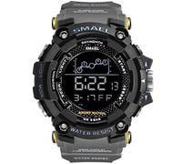 LVLONG Sport Watches for Men Multi Function Tactics Analog-Digital Watches 50M Waterproof Wristwatch LED Army Stopwatch,Gray