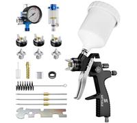 LVLP Air Spray Gun Premium Kit with 1.3/1.5/1.7mm Nozzle & Air Regulator,Automotive Paint Sprayer, for Cars & House DIY Painting Gun(Black)