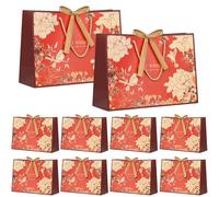 LVNRIDS 10 Pack Gift Bag, Elegant Gift Bags for Presents with Ribbbon, Large Luxury Gift Bag for Wedding Bridesmaid Christening Graduation Birthday Party 36x12x25cm Red