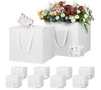 LVNRIDS 10 PCS Large Gift Bags White 30x30x30cm, Square Extra Large Paper Gift Bag with Cards for Christmas Presents Cake Bouquets Wedding Party Small Business