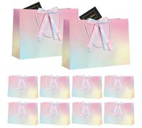 LVNRIDS 10 Piece Gift Bag Large Multicolor, 36x12x25cm Colorful Gift Bags for Present with Ribbbon, Large Gift Bags for Wedding Birthday Party Christmas Thanksgiving Presents