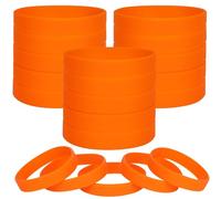 LVNRIDS 100 pcs Orange Blank Silicone Wristbands for Adult, Sports Party Rubber Elastic Wristband Wholesale Bulk Bracelet L