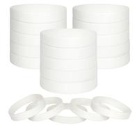 LVNRIDS 100 pcs White Blank Silicone Wristbands for Kid, Sports Party Rubber Elastic Wristband Wholesale Bulk Bracelet S