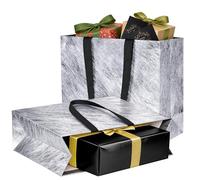 LVNRIDS 2 Pack Extra Large Gift Bags Silver, Luxury Large Gift Bag with Handle 38 x 13 x 31 cm, Premium Reusable Gift Bags with 2 Cards for Wedding Birthday Party Christmas Valentine Presents Mall