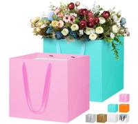 LVNRIDS 2 PCS Large Gift Bags, 11.8 inch Square Extra Large Paper Gift Bag for Presents Cake Bouquets Wedding Flower Bridesmaid Christening Graduation Birthday Party Pink/blue