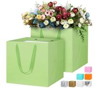 LVNRIDS 2 PCS Large Gift Bags Light Green, 30 cm Square Extra Large Paper Gift Bag for Presents Cake Bouquets Wedding Flower Bridesmaid Christening Graduation Birthday Party