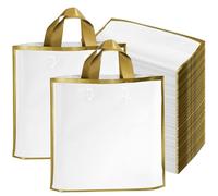 LVNRIDS 50 PCS Merchandise Retail Shopping Bags, 15.7 x 13.8 inch White Extra Thick Plastic Party Gift Bags with Handle Boutique Bag for Small Business Supply