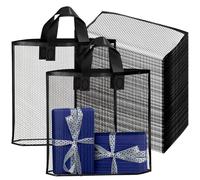 LVNRIDS 50 PCS Merchandise Retail Shopping Bags Gift Bag, 40 x 35 x 10 cm Extra Thick Transparent Plastic Party Gift Bags with Handle Boutique Bag for Small Business Black