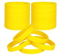 LVNRIDS 50 PCS Silicone Bracelets Wristbands for kid, Sports Rubber Elastic Wristband Bracelet for School Activity Party Favors Decorations Yellow