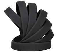 LVNRIDS 50 pcs Silicone Wristbands 7 inch Rubber Bracelets Black for Kids Teens, Sports Rubber Elastic Wristband Bracelet Bulk Gifts for Teacher Supplies Graduation Party Favors