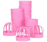 LVNRIDS 50 PCS Silicone Wristbands Rubber Bracelets 8 inch Length Sports Elastic Wristband Bracelet Bulk Gifts for Men Women Teacher Student Party Pink