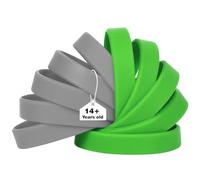LVNRIDS 50 PCS Silicone Wristbands Rubber Bracelets for Adult Grey/Green, 8 inch Multicolor Silicone Wrist Bands for Business School Activity Party Music Festival