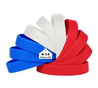 LVNRIDS 50 PCS Silicone Wristbands Rubber Bracelets for Kid Teen Blue/red/white, 7 inch Multicolor Silicone Wrist Bands for School Activity Party Music Festival
