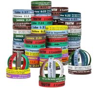 LVNRIDS 70 Pieces Bible Verse Rubber Bracelets Bulk Religious Inspirational Silicone Bracelet Wristbands for Men Women Teenager Gifts for Church School Christmas Easter
