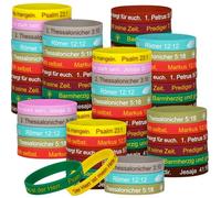 LVNRIDS Inspirational Bible Silicone Bracelets, Religious Silicone Bracelets Rubber German Bracelet for Men Women Christian Gifts for Church School Easter, Silicone, No gemstone