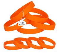 LVNRIDS Orange Silicone Elastic Wristbands Rubber Bracelets 25 Pcs for Adult, 20.2 cm Length Coloured Wrist Bands Silicone for Business School Activity Party Events Music Festival