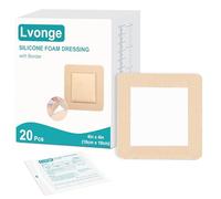 lvonge Silicone Foam Dressing With Soft Edge 20 Pack 4 X 4" Wound Dressings Highly Absorbent Large Waterproof Wound Care Leg Ulcers Ulcers