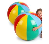 LVOORTOREN 27 Inch Large Inflatable Beach Ball, 8-Panel Design for Ultra Round Shape, Summer Inflatable Swimming Pool Toys for Water Games and Beach Party, Great for Kids & Adults (2 Pack)