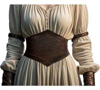 L'VOW Brown Leather Corset Belt Women Renaissance Belt Medieval Viking Belt Wide Cinch Belt, Brown, XXL Fit Waist 39.73-43.31in