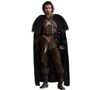 L'VOW Deluxe Medieval Viking Fur Cloak Black Fur Collar Cloak Renaissance King Cape Robe Halloween Hobbit Cosplay