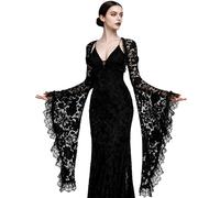 L'VOW Goth Fake Collar Long Sleeves Y2K Lace Crop Top Shrug Victorian See Through Mesh Blouse Cover Up for Women, Black-4, S