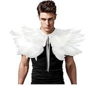 L'VOW Gothic Black Feather Shrug Cape Shawl Stole Halloween Costume for Men (Style -06)