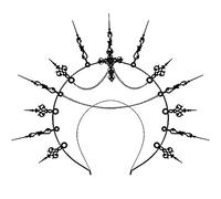 L'VOW Mary Halo Crown Baroque Saint Headdress Stars Goddess Tiara and Crown for Women Boho Wedding Headpiece Costume, S5-Black, One Size
