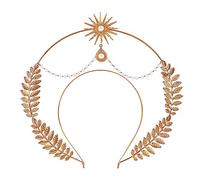 L'VOW Mary Halo Crown Baroque Saint Headdress Stars Goddess Tiara and Crown for Women Boho Wedding Headpiece Costume