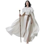L'VOW Medieval Feather Cloak Raven Cape Halloween Witch Cosplay, White, One Size